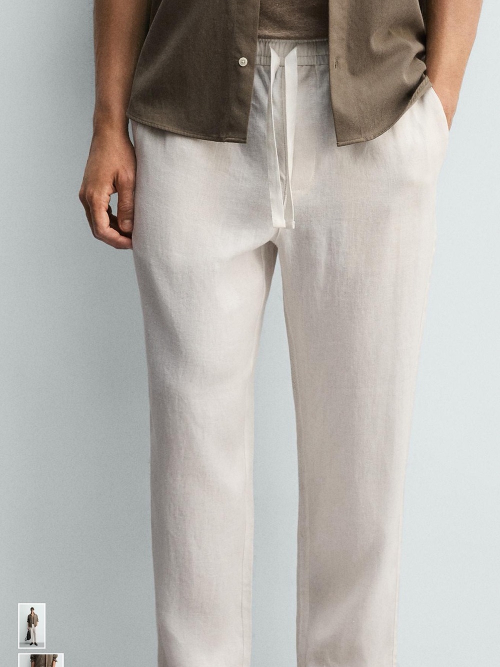 Zara Beige Linen relaxed fit pants - Picture 3 of 13